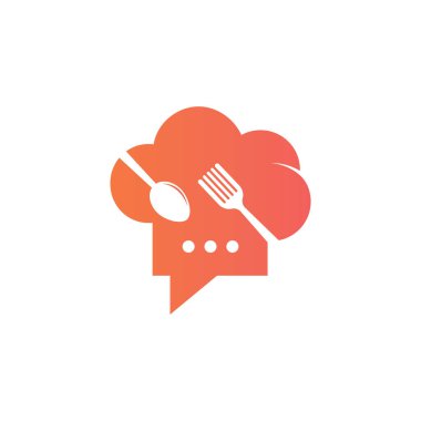 Şef logo tasarım şablonu hakkında konuş. Konuşma şefi / şapka konuşması / baloncuk sohbet ikonu vektör çizgisi logosu tasarımı