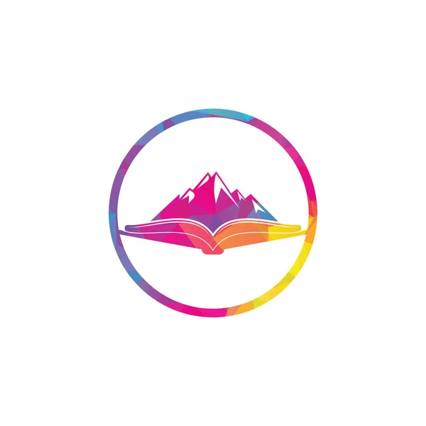 Dağ kitabı vektör logosu tasarımı. Doğa ve kitapçı sembolü veya simgesi.
