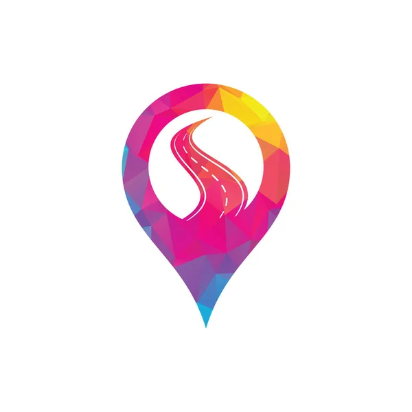 Straßenkarte Pin Form Konzept Vektor Logo Design Vorlage Kreative Gestaltung — Stockvektor