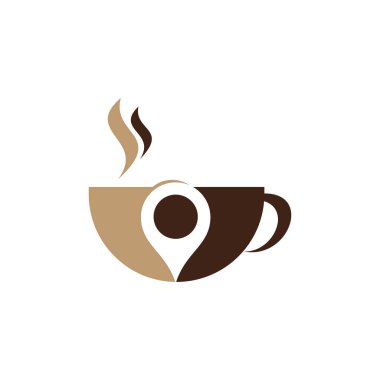 Kahve noktası logosu tasarımı. Kahve Konumu logo şablonu tasarımı.