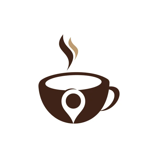 Diseño Del Logotipo Del Punto Café Diseño Plantilla Logotipo Ubicación — Vector de stock