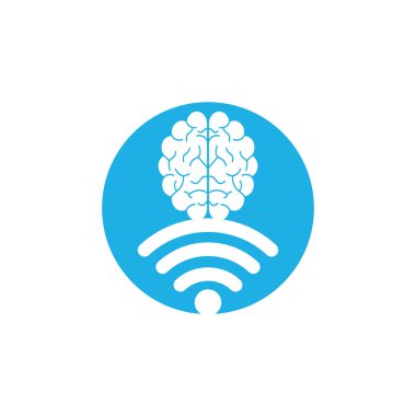 Brain and wifi logo design sign. Education, technology and business background. Wi-fi brain logo icon. clipart