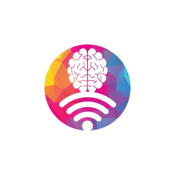 Cerveau Signe Conception Logo Wifi Éducation Technologie Contexte Commercial Icône — Image vectorielle