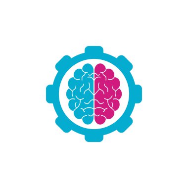 Beyin vitesi konsepti logosu tasarımı. Beyin fırtınası gücü düşünen beyin Logotype simgesi