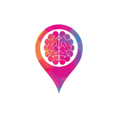 Beyin GPS şekilli konsept logo tasarımı. Beyin fırtınası gücü düşünen beyin Logotype simgesi