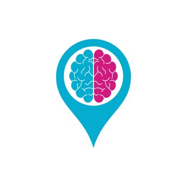 Beyin GPS şekilli konsept logo tasarımı. Beyin fırtınası gücü düşünen beyin Logotype simgesi