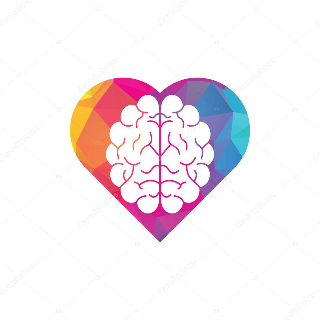 Brain heart shape concept logo design. Brainstorm power thinking brain Logotype icon