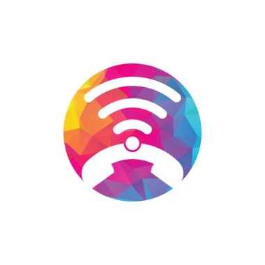 Logo wifi ikon tasarım vektörünü ara. Telefon ve wifi logo tasarım şablonu.