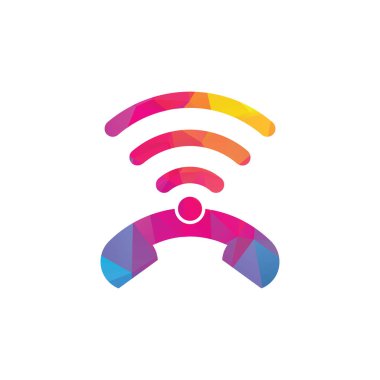 Logo wifi ikon tasarım vektörünü ara. Telefon ve wifi logo tasarım şablonu.