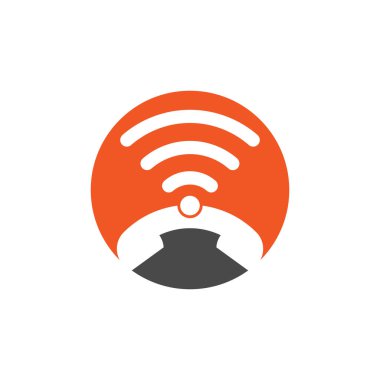 Logo wifi ikon tasarım vektörünü ara. Telefon ve wifi logo tasarım şablonu.