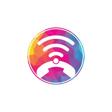 Logo wifi ikon tasarım vektörünü ara. Telefon ve wifi logo tasarım şablonu.