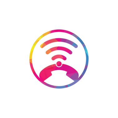 Logo wifi ikon tasarım vektörünü ara. Telefon ve wifi logo tasarım şablonu.