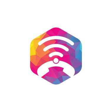 Logo wifi ikon tasarım vektörünü ara. Telefon ve wifi logo tasarım şablonu.