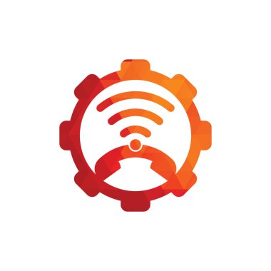 Wi-Fi vites şekilli konsept logo tasarım şablonunu ara. Telefon ve wifi logo tasarımı simgesi