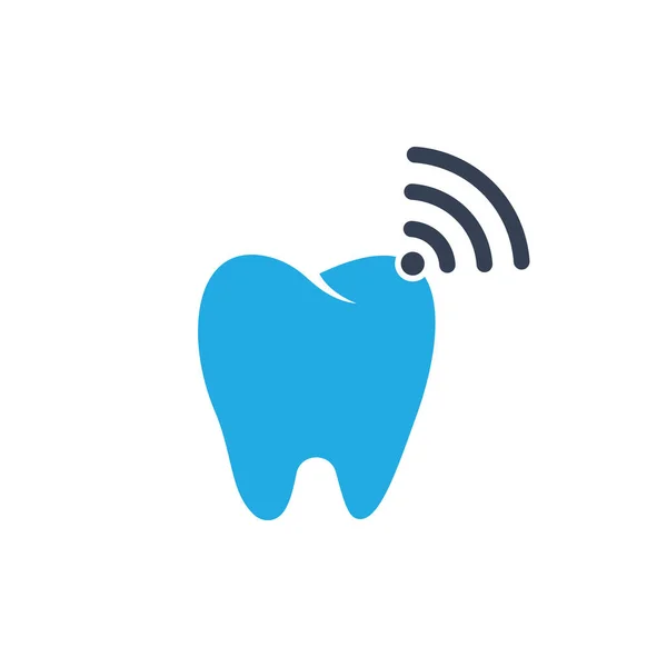 Ząb Połączenie Logo Wifi Symbol Lub Ikona Dentystyczna Sygnałowa — Wektor stockowy