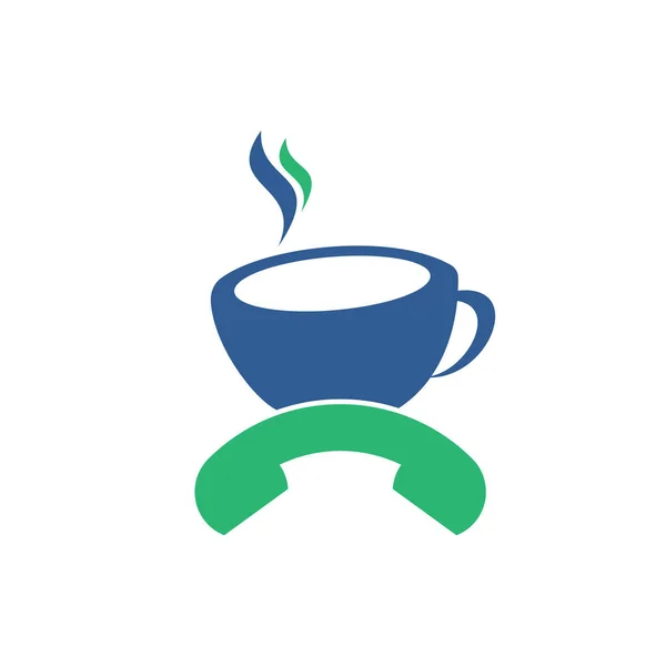 Diseño Del Logotipo Del Vector Llamada Café Auricular Icono Taza — Archivo Imágenes Vectoriales