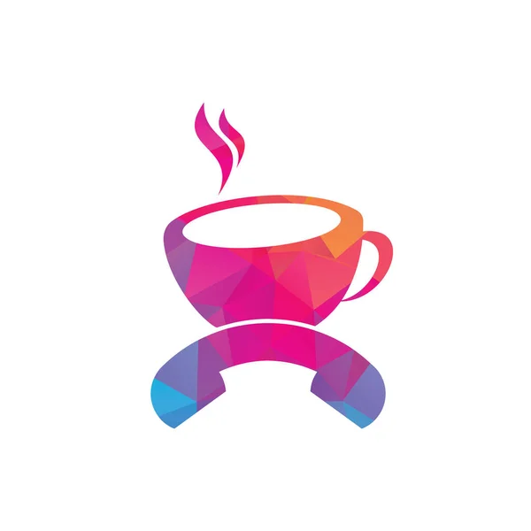 Café Appel Vectoriel Logo Design Icône Combiné Tasse — Image vectorielle