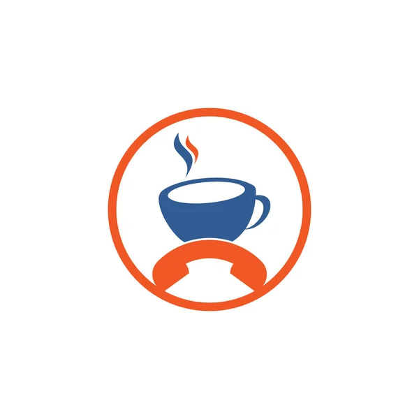 Diseño Del Logotipo Del Vector Llamada Café Auricular Icono Taza — Vector de stock