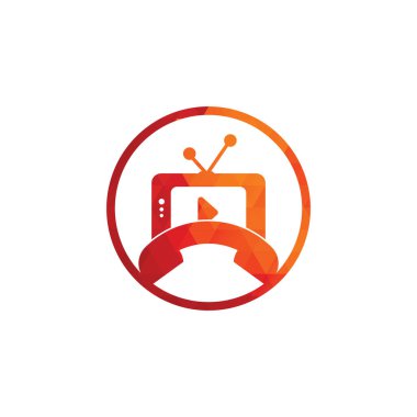 Televizyon Telefonu Arama Şablonu Tasarımı. TV logo tasarım simgesini ara.