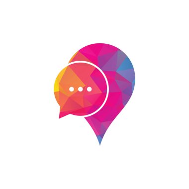 Sohbet Logosu Tasarım Elementi. Harita iğnesi ve sohbet logo tasarımı simgesi