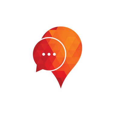 Sohbet Logosu Tasarım Elementi. Harita iğnesi ve sohbet logo tasarımı simgesi