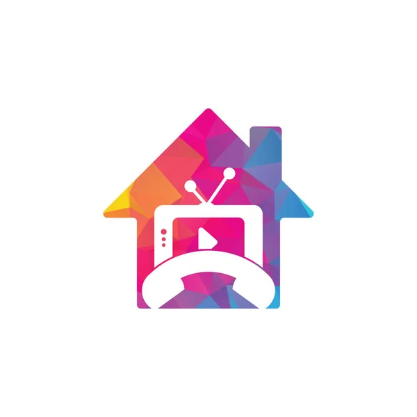 Logo Konsep Bentuk Televisi Telepon Rumah Desain Templat Panggilan Televisi - Stok Vektor