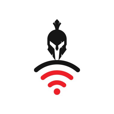 Sparta ve wifi logo kombinasyonu. Miğfer ve sinyal simgesi veya simgesi.