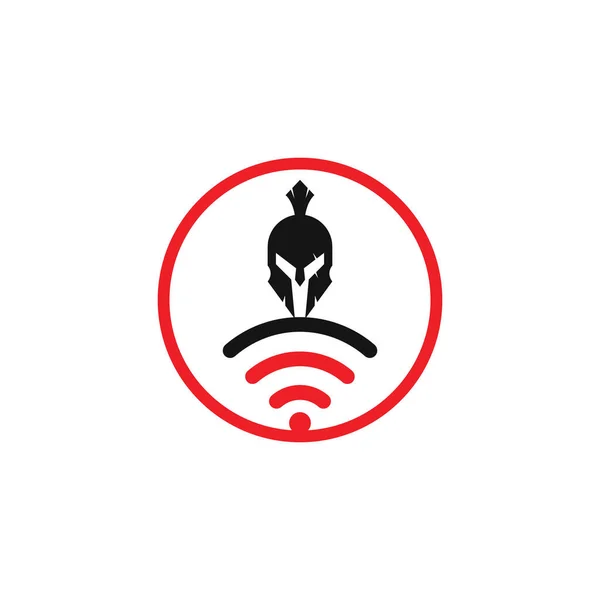 Combinaison Logo Spartiate Wifi Casque Symbole Icône Signal — Image vectorielle