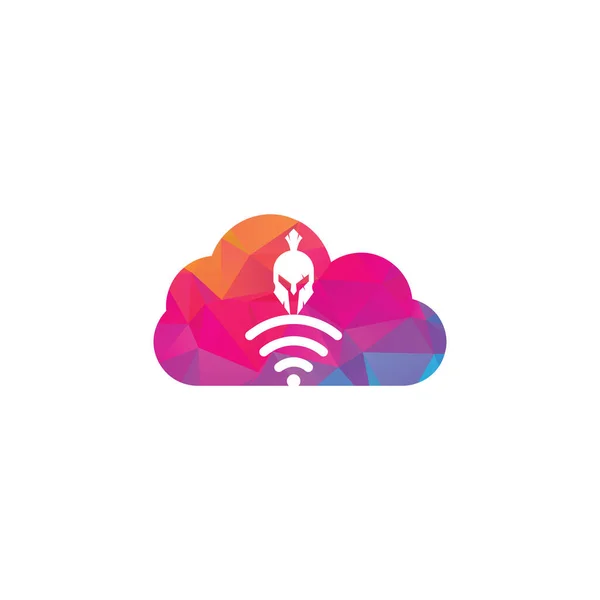Spartan Wifi Cloud Shape Concept Logo Kombination Aus Spartanischem Und — Stockvektor