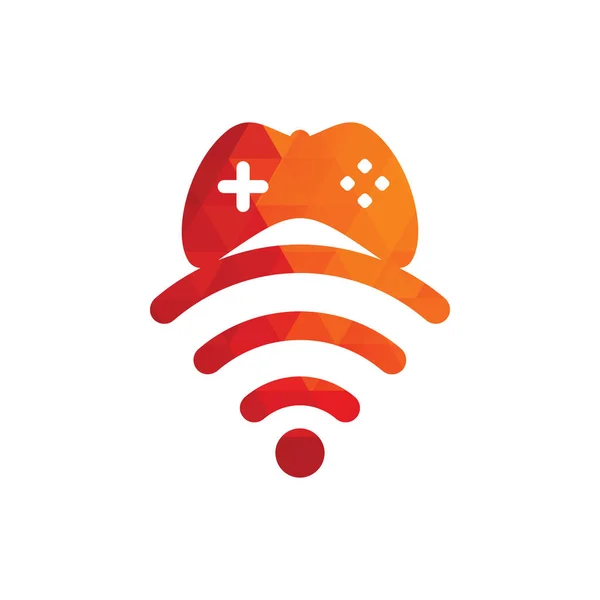 Game Wifi Logo Design Vorlagenvektor Joystick Und Wifi Logo Kombination — Stockvektor