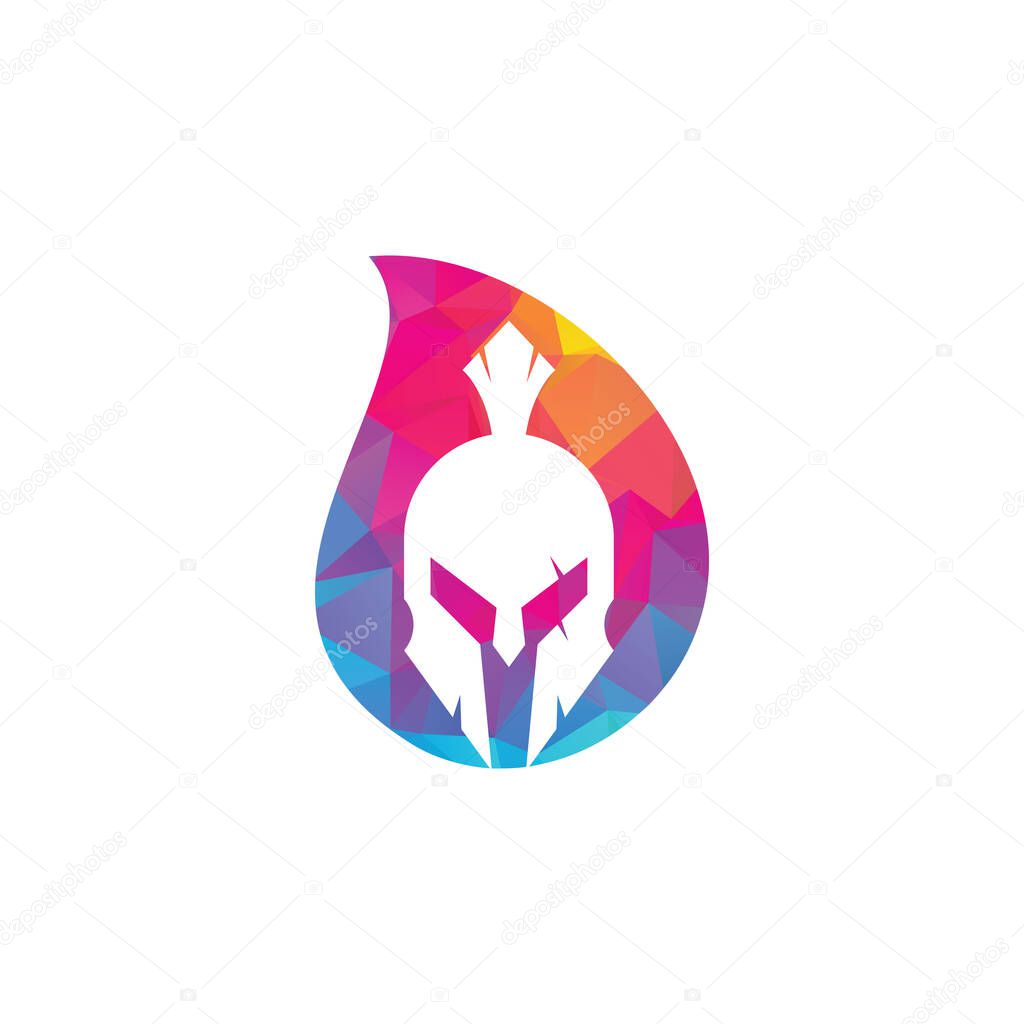 Spartan drop shape concept logo design. Old Vintage Antiques Spartan warrior vector design