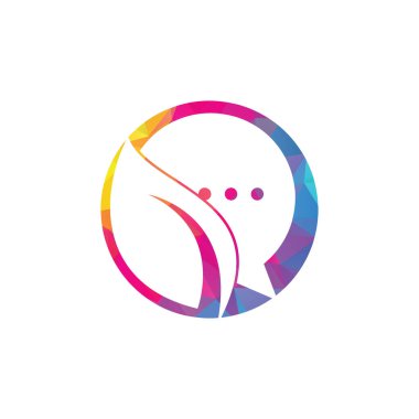 Doğa yaprağı sohbet logosu tasarımı. Yaprak sohbet logo tasarım şablonu.