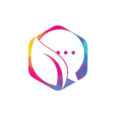 Doğa yaprağı sohbet logosu tasarımı. Yaprak sohbet logo tasarım şablonu.