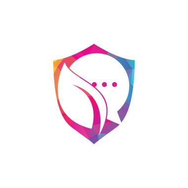 Doğa yaprağı sohbet logosu tasarımı. Yaprak sohbet logo tasarım şablonu.