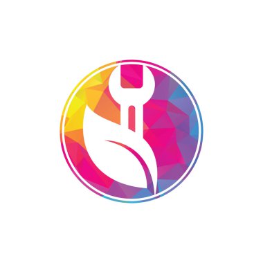 Anahtar yaprağı vektör logosu tasarım şablonu. Tamir hizmeti yaprağı doğa logosu tasarımı.