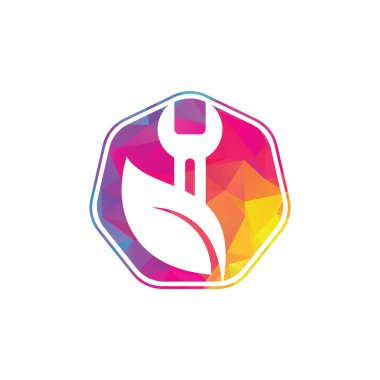 Anahtar yaprağı vektör logosu tasarım şablonu. Tamir hizmeti yaprağı doğa logosu tasarımı.