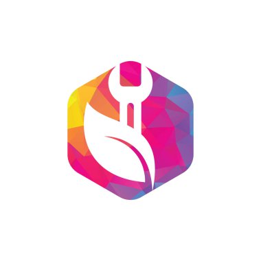 Anahtar yaprağı vektör logosu tasarım şablonu. Tamir hizmeti yaprağı doğa logosu tasarımı.