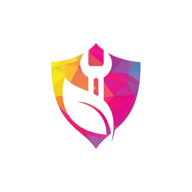 Anahtar yaprağı vektör logosu tasarım şablonu. Tamir hizmeti yaprağı doğa logosu tasarımı.