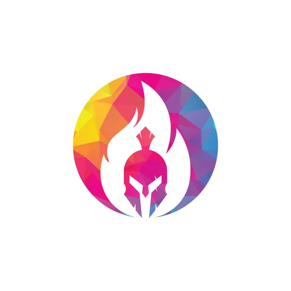 Спартанський Вектор Дизайну Логотипу Вогню Спартанський Логотип Шолома Вогні — стоковий вектор