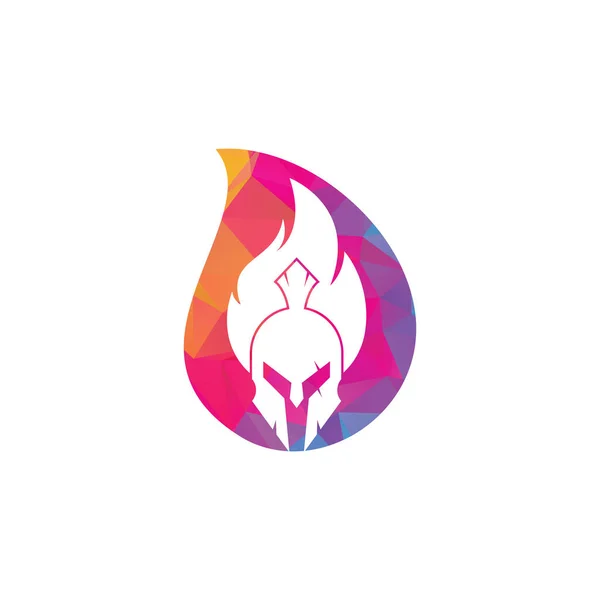 Спартанский Вектор Дизайна Логотипа Логотип Спартанского Шлема Огне — стоковый вектор