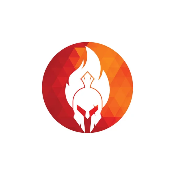 Vettore Progettazione Logo Antincendio Spartano Logo Casco Spartano Fiamme — Vettoriale Stock