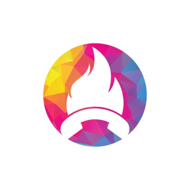 Acil çağrı vektör logosu tasarımı konsepti. El ayarı ve ateş simgesi.