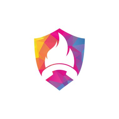 Acil çağrı vektör logosu tasarımı konsepti. El ayarı ve ateş simgesi.