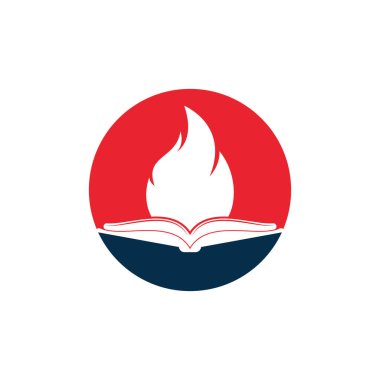 Kitap ateşi vektör logosu tasarımı. Motivasyon kitabı vektör logo tasarım şablonu.