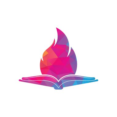Kitap ateşi vektör logosu tasarımı. Motivasyon kitabı vektör logo tasarım şablonu.