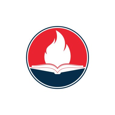 Kitap ateşi vektör logosu tasarımı. Motivasyon kitabı vektör logo tasarım şablonu.