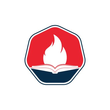 Kitap ateşi vektör logosu tasarımı. Motivasyon kitabı vektör logo tasarım şablonu.