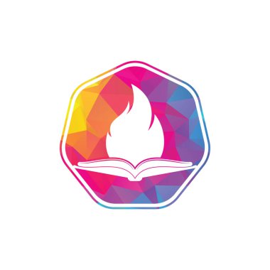 Kitap ateşi vektör logosu tasarımı. Motivasyon kitabı vektör logo tasarım şablonu.