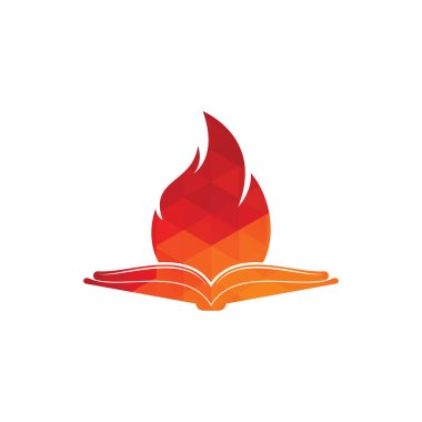 Kitap ateşi vektör logosu tasarımı. Motivasyon kitabı vektör logo tasarım şablonu.