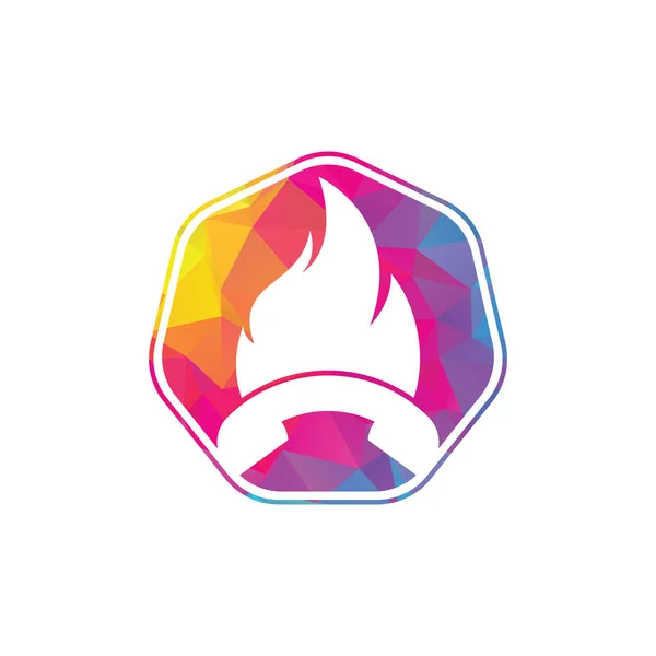 Hot Call Vector Logo Design Concept Handset Fire Icon — Stock Vector